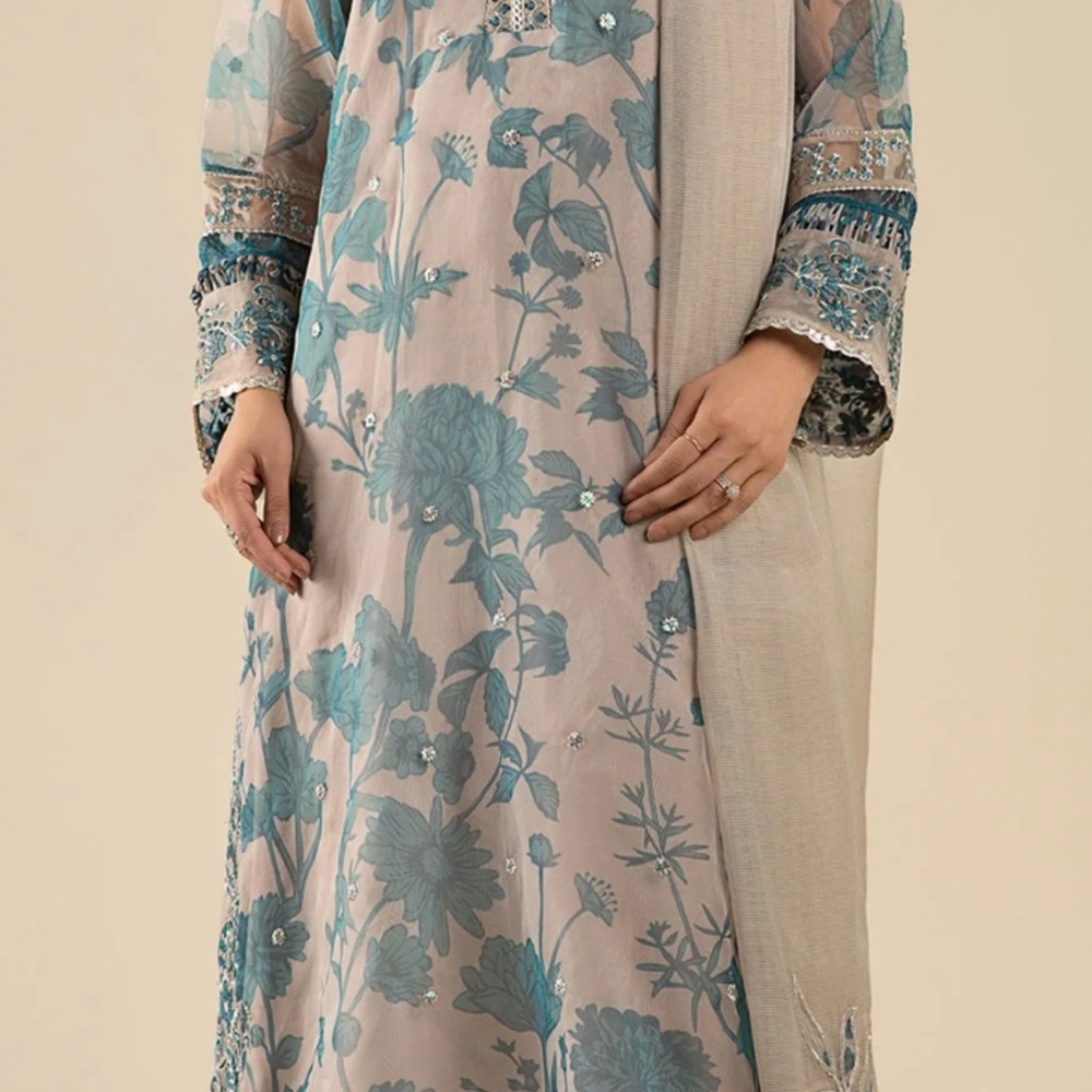 NWT Original Maria B Organza Embroidered 3 Pc. Suit